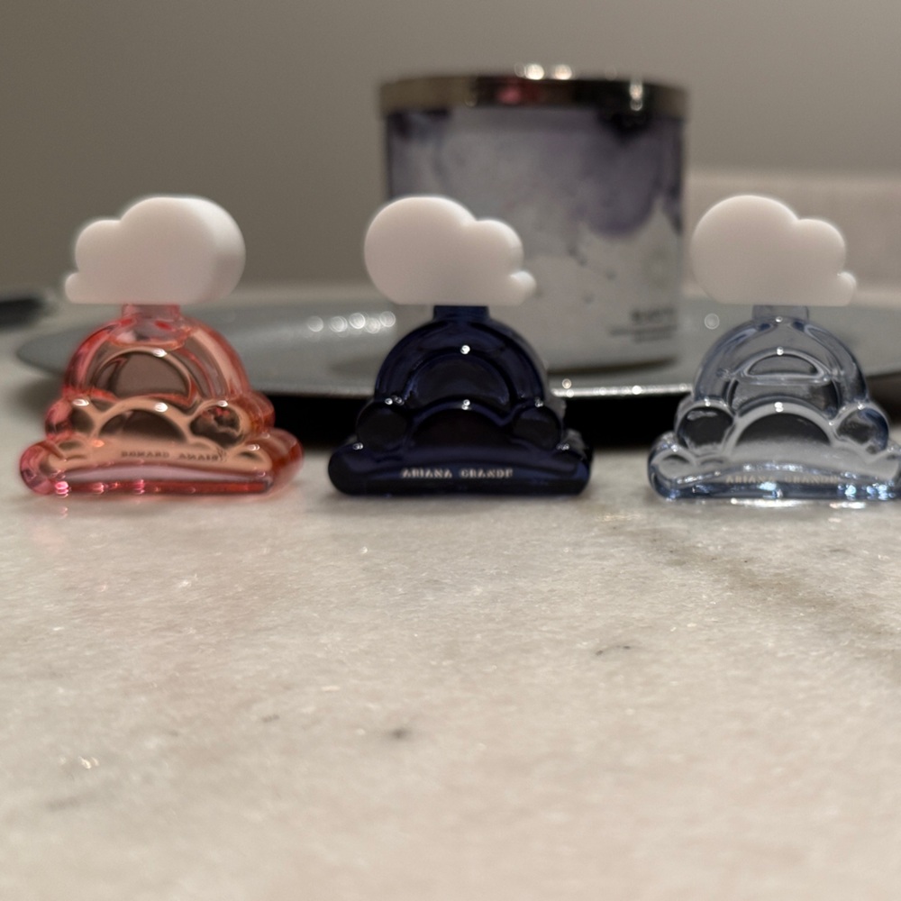 Ariana Grande Cloud Perfume Pink, Blue, and Light Blue Bottles (Travel Size)